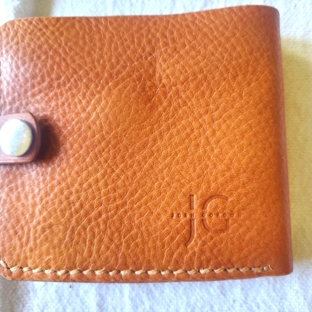 Josh Gordon Italian Leather Full Grain Hand-cut & Hand-Stitch Snap Closur Wallet